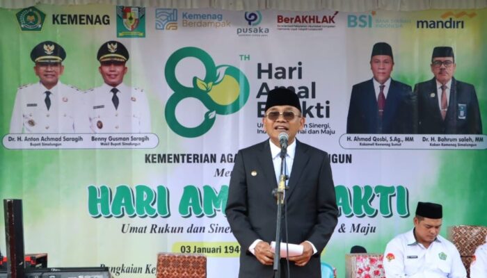 Hadiri Acara Resepsi Hari Amal Bakti Ke-80, Bupati Simalungun Harapkan Kemenag Tetap Menjadi Motor Kerukunan Umat Beragama